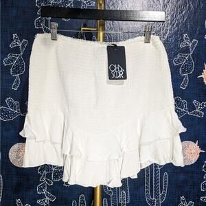 Chaser White Ruffled Mini Skirt